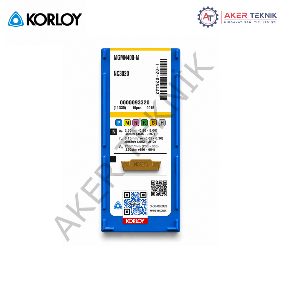 KORLOY MGMN400-M NC3020 KANAL AÇMA ELMASI