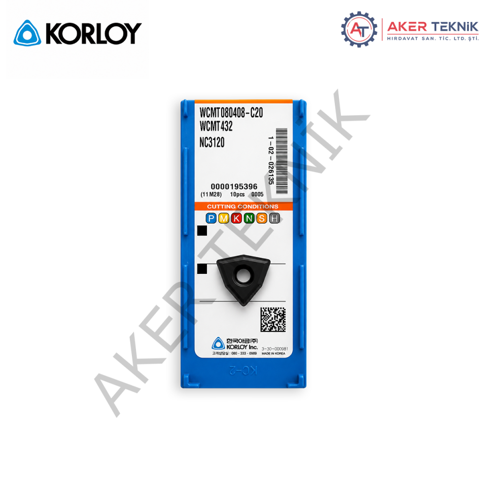 KORLOY WCMT080408-C20 NC3120 ELMAS UCU