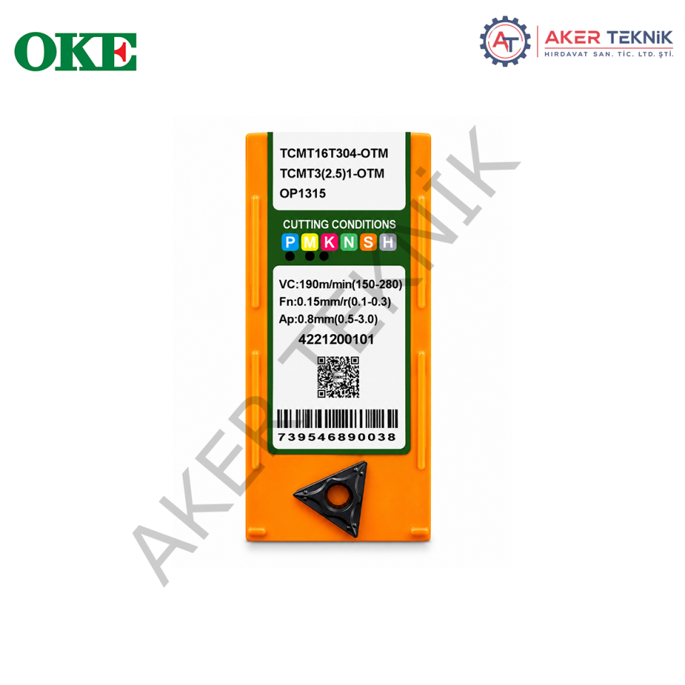 OKE TCMT16T304-OTM OP1315 PASLANMAZ ÇELİK TORNA UCU