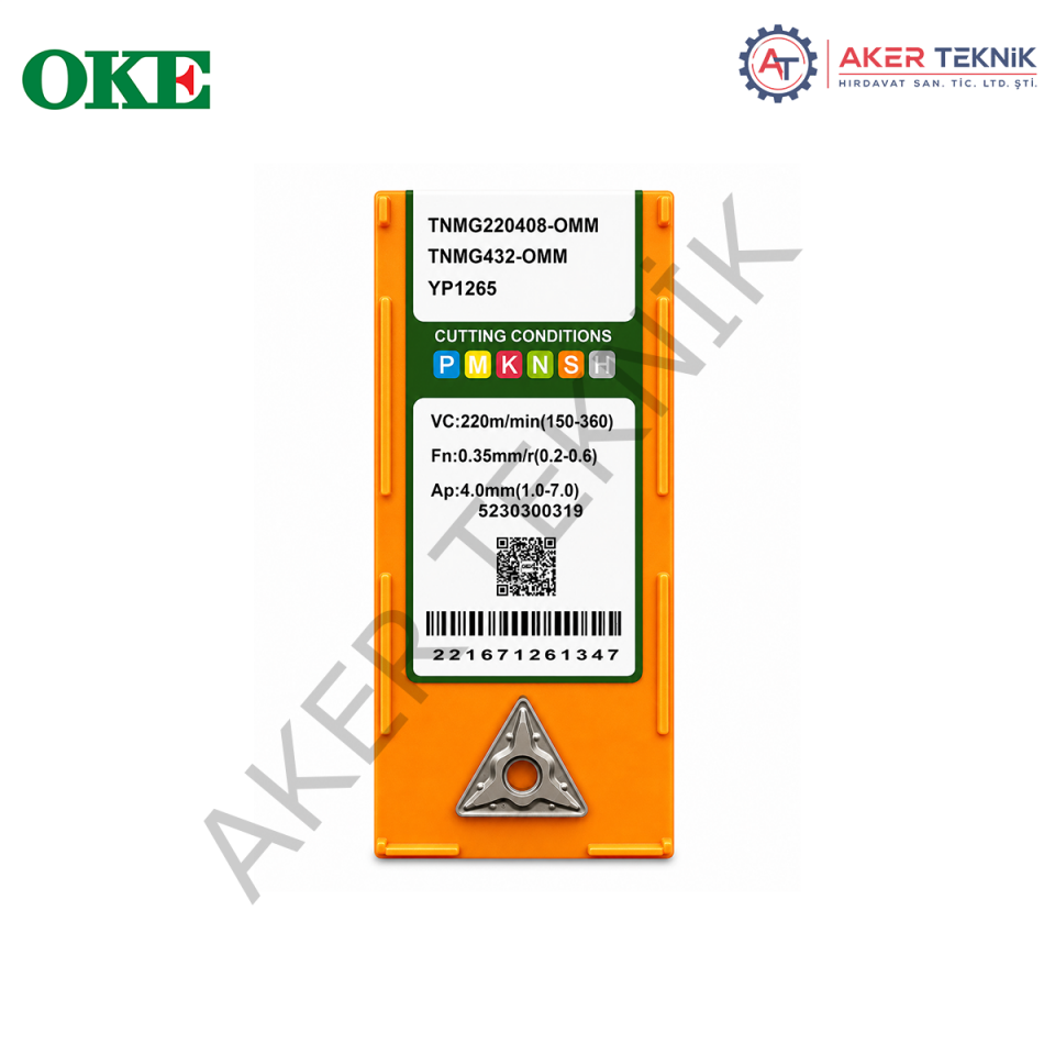 OKE TNMG220408-OMM YP1265 PASLANMAZ ÇELİK TORNA UCU